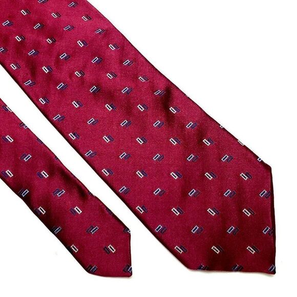 Hart Schaffner Marx Purple Silk Tie Woven‎ Geometric Classic - Picture 1 of 6